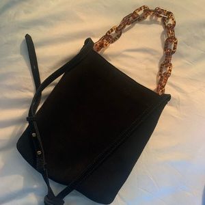 NEW MADEWELL Black Suede Bag Purse Chain